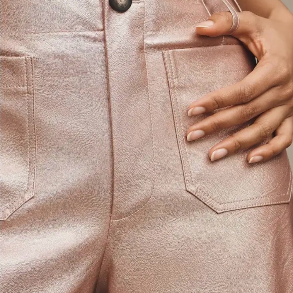 Maeve Metallic Rose Wide-Leg Pants - Picture 3 of 9
